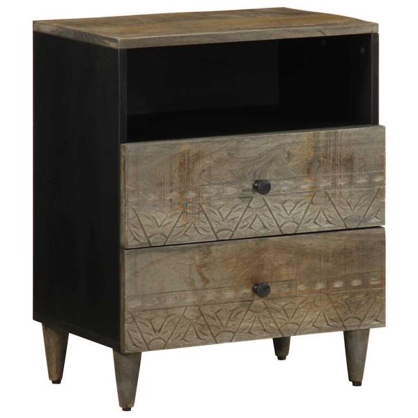 ARDEBO.de - Nachttisch Hellgrau 50x33x60 cm Massivholz Mango