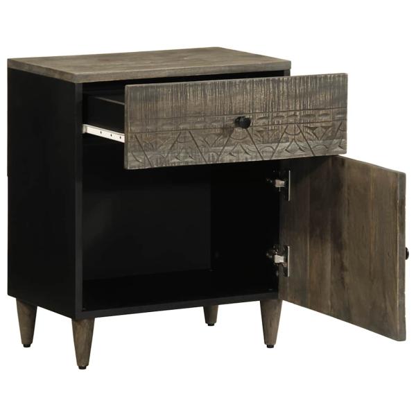 Nachttisch Hellgrau 50x33x60 cm Massivholz Mango