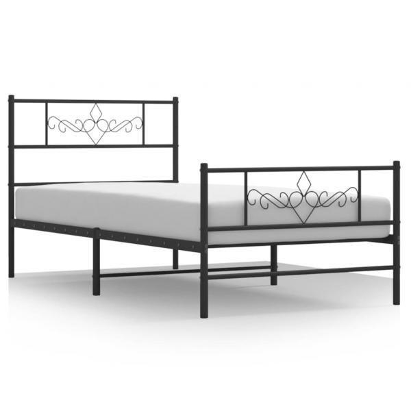 Bettgestell mit Kopf- und Fußteil Metall Schwarz 90x200 cm