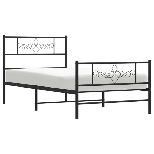 Bettgestell mit Kopf- und Fußteil Metall Schwarz 90x200 cm