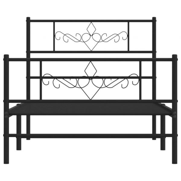 Bettgestell mit Kopf- und Fußteil Metall Schwarz 90x200 cm