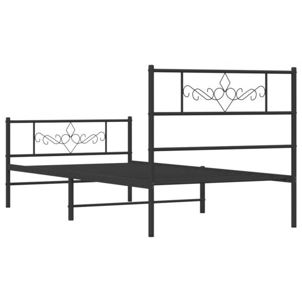 Bettgestell mit Kopf- und Fußteil Metall Schwarz 90x200 cm