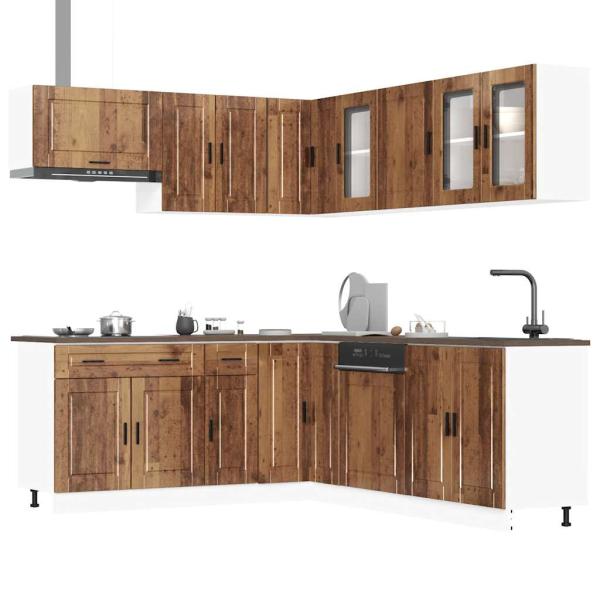 ARDEBO.de - 11-tlg. Küchenschrank-Set Porto Altholz-Optik Holzwerkstoff
