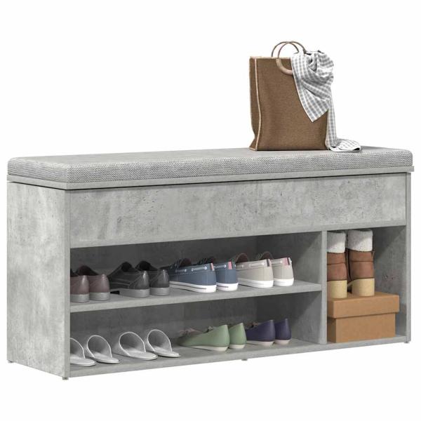 ARDEBO.de - Schuhbank Betongrau 102x30,5x45 cm Holzwerkstoff