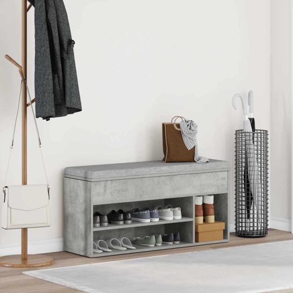 Schuhbank Betongrau 102x30,5x45 cm Holzwerkstoff