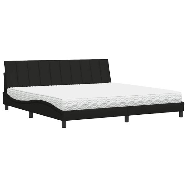 ARDEBO.de - Bett mit Matratze Schwarz 200x200 cm Stoff