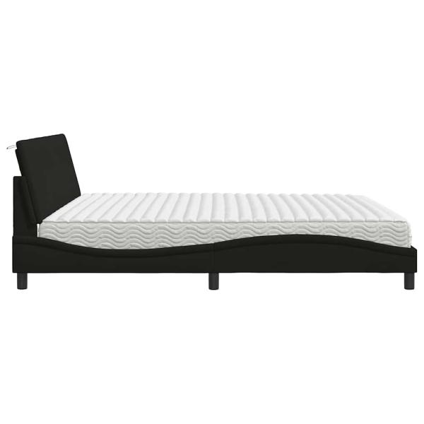 Bett mit Matratze "Hanko" Schwarz 200x200 cm Stoff