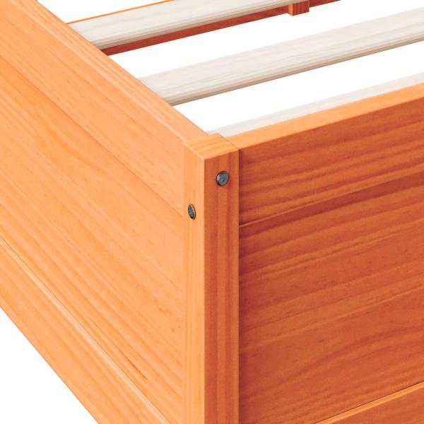 Massivholzbett mit Regal ohne Matratze Wachsbraun 160x200 cm