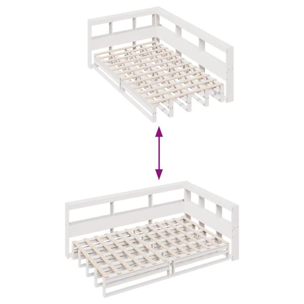 Massivholzbett mit Regal ohne Matratze Weiß 120x190 cm Kiefer