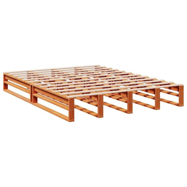 Massivholzbett mit Regal ohne Matratze Wachsbraun 140x190 cm