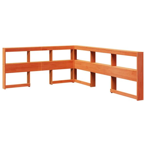 Massivholzbett mit Regal ohne Matratze Wachsbraun 140x190 cm