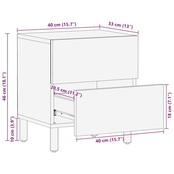 Nachttisch Braun 40x33x46 cm Massivholz Mango