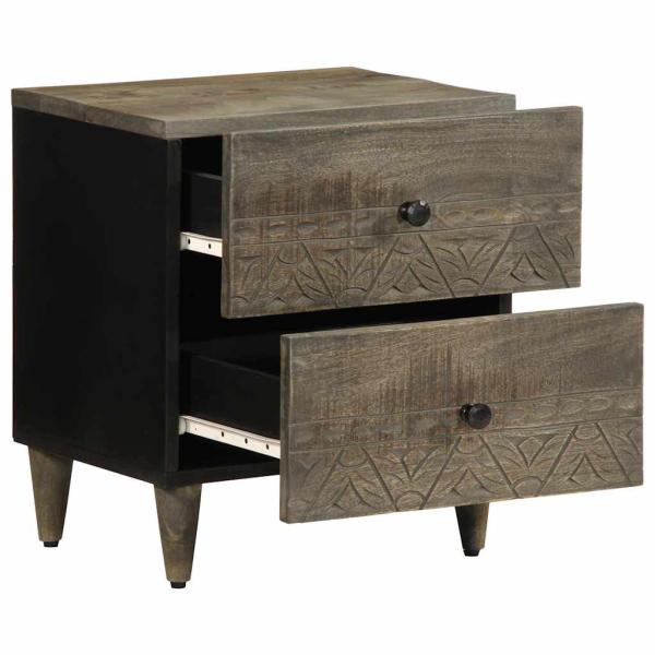 Nachttische 2 Stück Hellgrau 40x33x46 cm Massivholz Mango