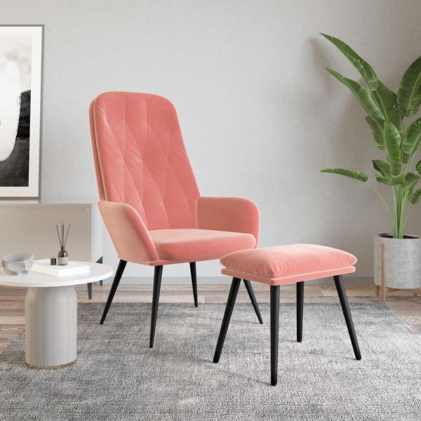 ARDEBO.de - Relaxsessel mit Hocker Rosa Samt