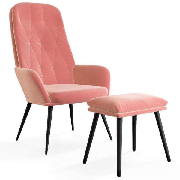 Relaxsessel mit Hocker Rosa Samt