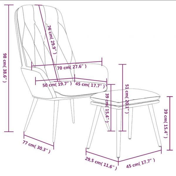 Relaxsessel mit Hocker Rosa Samt