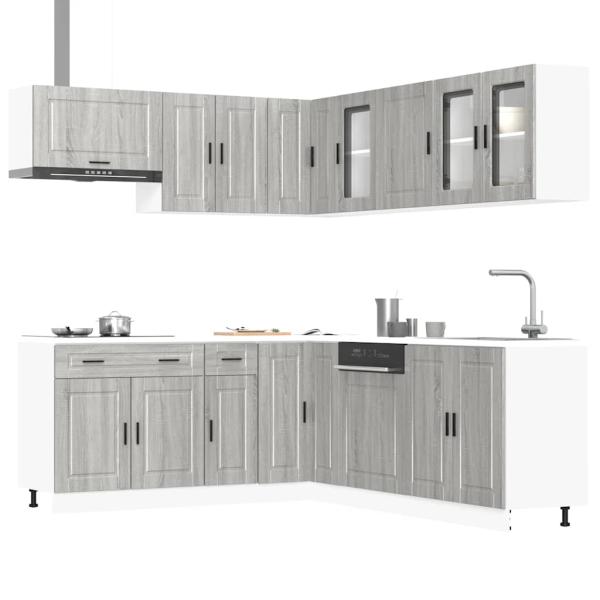 ARDEBO.de - 11-tlg. Küchenschrank-Set Porto Grau Sonoma Holzwerkstoff