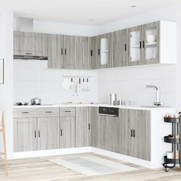 11-tlg. Küchenschrank-Set Porto Grau Sonoma Holzwerkstoff