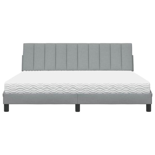 Bett mit Matratze Hellgrau 180x200 cm Stoff