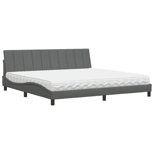 Bett mit Matratze Dunkelgrau 200x200 cm Stoff