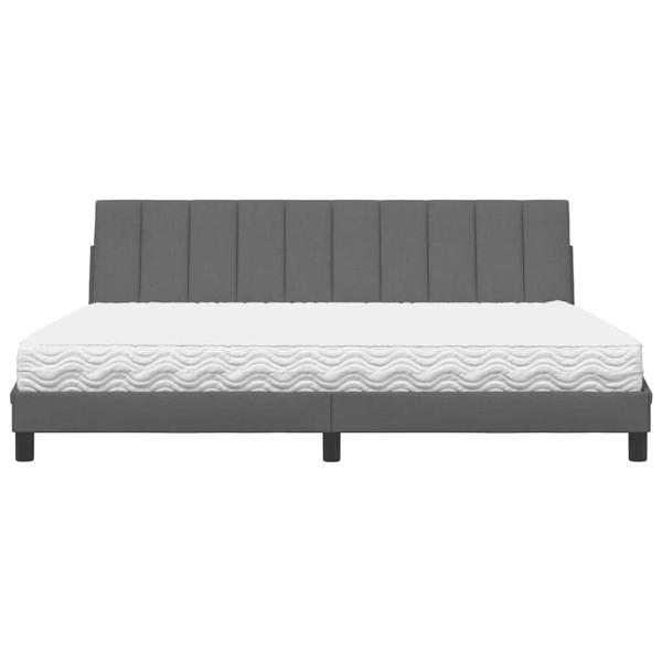 Bett mit Matratze Dunkelgrau 200x200 cm Stoff