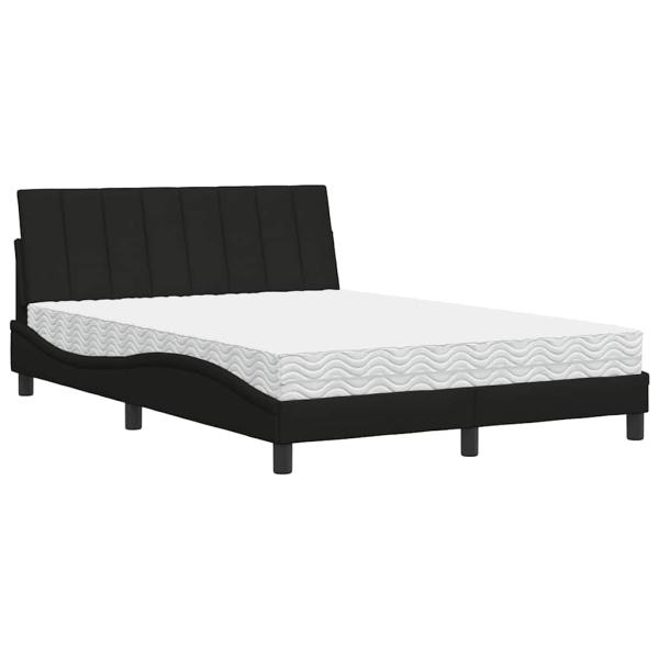 Bett mit Matratze Schwarz 140x190 cm Stoff