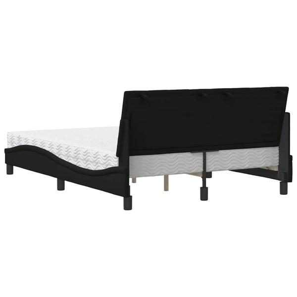 Bett mit Matratze Schwarz 140x190 cm Stoff
