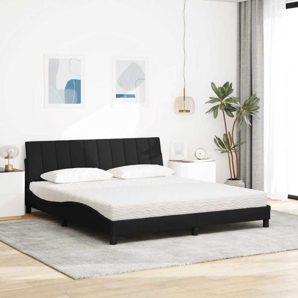 ARDEBO.de - Bett mit Matratze Schwarz 180x200 cm Stoff