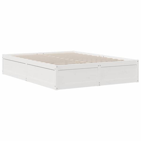 Massivholzbett mit Regal ohne Matratze Weiß 150x200 cm Kiefer