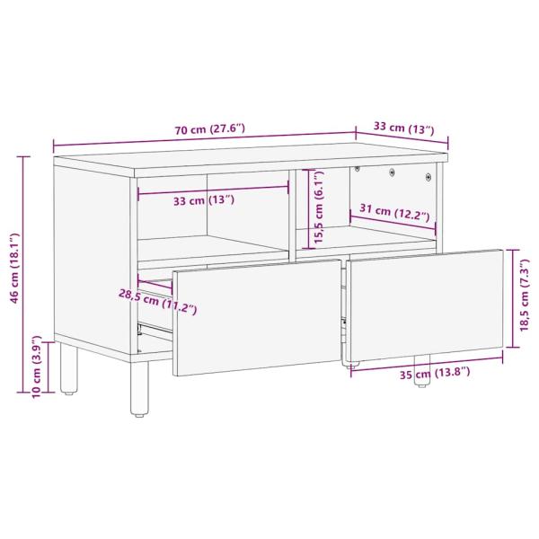 TV-Schrank Braun 70x33x46 cm Massivholz Mango