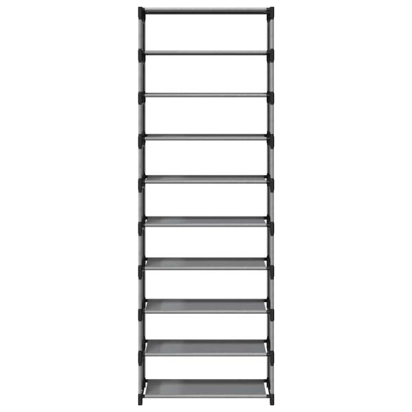 Schuhregal 10-stöckig Grau 54x28x158 cm Vliesstoff