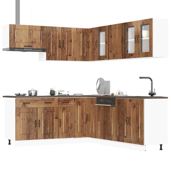 ARDEBO.de - 11-tlg. Küchenschrank-Set Kalmar Altholz-Optik Holzwerkstoff