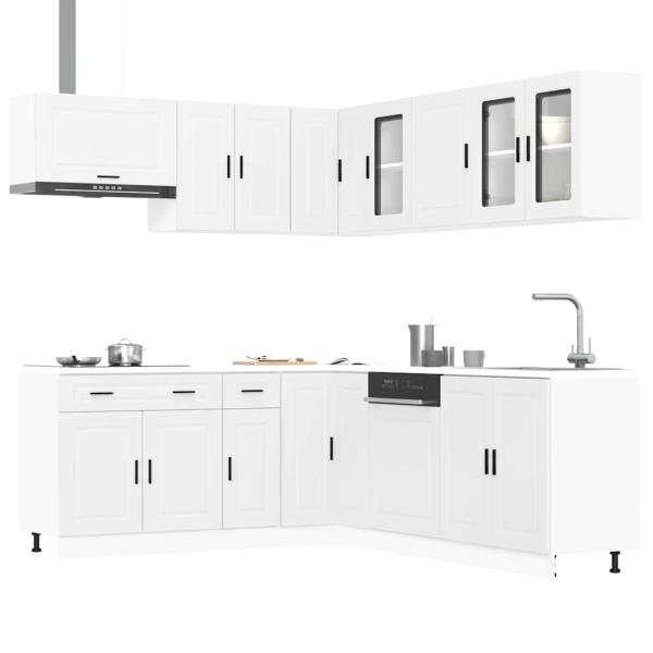 ARDEBO.de - 11-tlg. Küchenschrank-Set Porto Weiß Holzwerkstoff