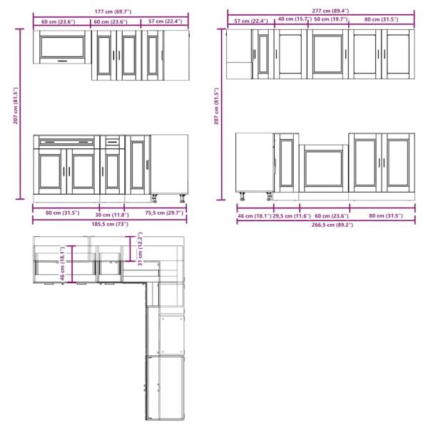 11-tlg. Küchenschrank-Set Porto Hochglanz-Weiß Holzwerkstoff