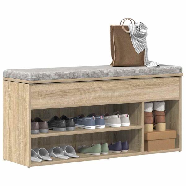 ARDEBO.de - Schuhbank Sonoma-Eiche 102x30,5x45 cm Holzwerkstoff