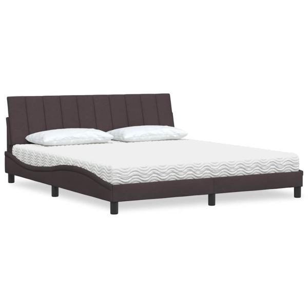 ARDEBO.de - Bett mit Matratze Dunkelbraun 180x200 cm Stoff