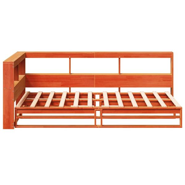 Massivholzbett mit Regal ohne Matratze Wachsbraun 75x190 cm