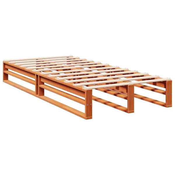 Massivholzbett mit Regal ohne Matratze Wachsbraun 75x190 cm