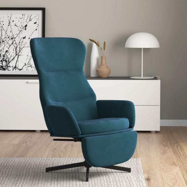 ARDEBO.de - Relaxsessel mit Fußstütze Blau Samt