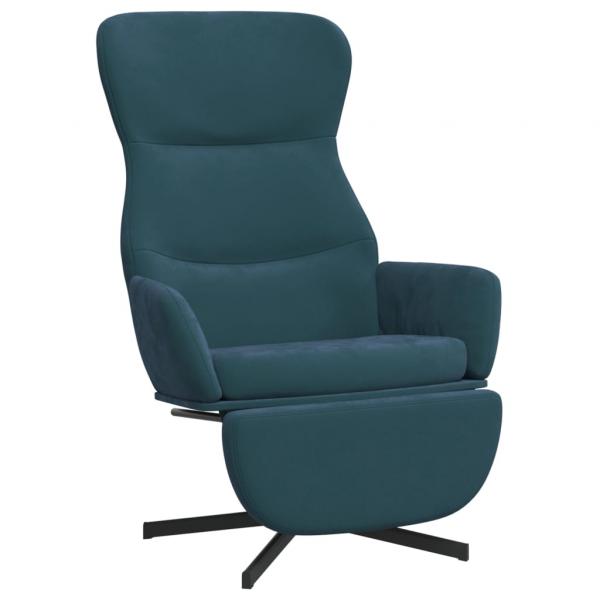 Relaxsessel mit Fußstütze Blau Samt