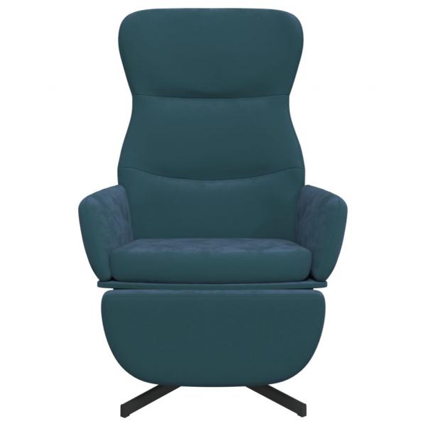 Relaxsessel mit Fußstütze Blau Samt