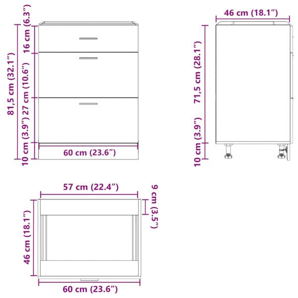 Küchenunterschrank Altholz-Optik Holzwerkstoff