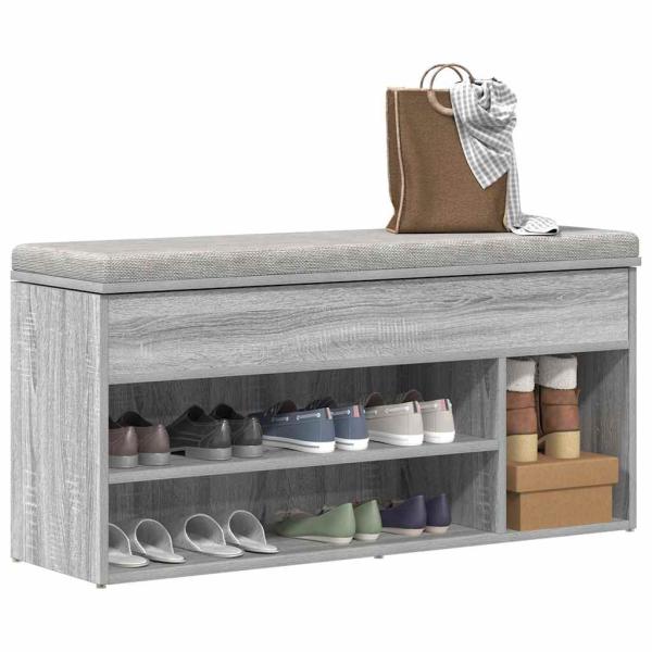 ARDEBO.de - Schuhbank Grau Sonoma 102x30,5x45 cm Holzwerkstoff