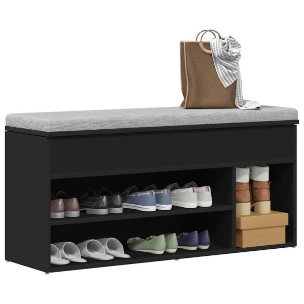 ARDEBO.de - Schuhbank Schwarz 102x30,5x45 cm Holzwerkstoff