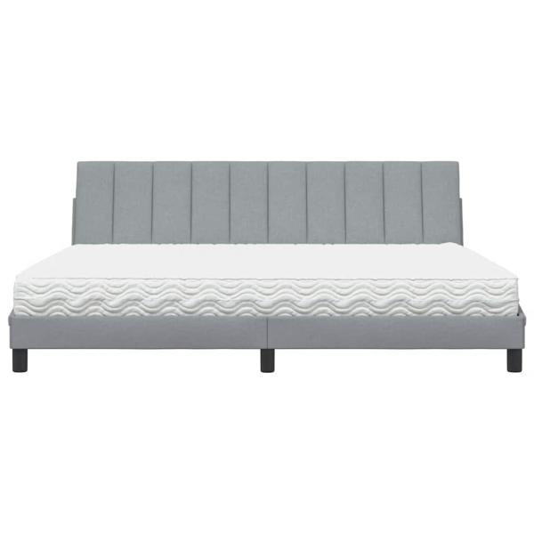 Bett mit Matratze Hellgrau 200x200 cm Stoff