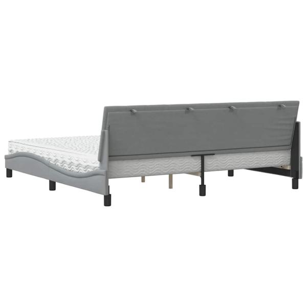 Bett mit Matratze Hellgrau 200x200 cm Stoff