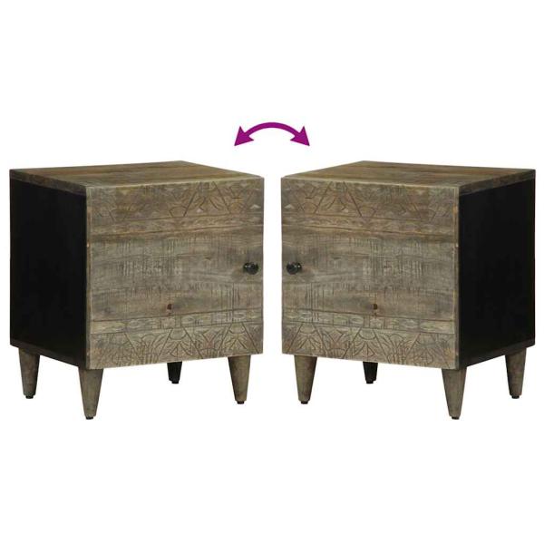 Nachttisch Hellgrau 40x33x46 cm Massivholz Mango