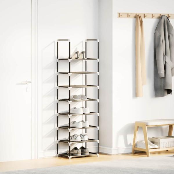 Schuhregal 8-stöckig Schwarz 44x28x145 cm Vliesstoff