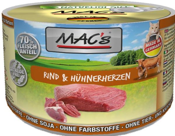 MACs Cat Rind & Hühnerherzen 200g (Menge: 6 je Bestelleinheit)