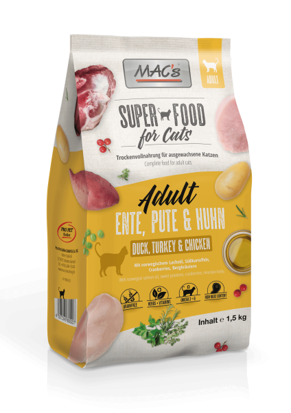 ARDEBO.de MACs Cat Adult Ente, Pute & Huhn 1,5kg